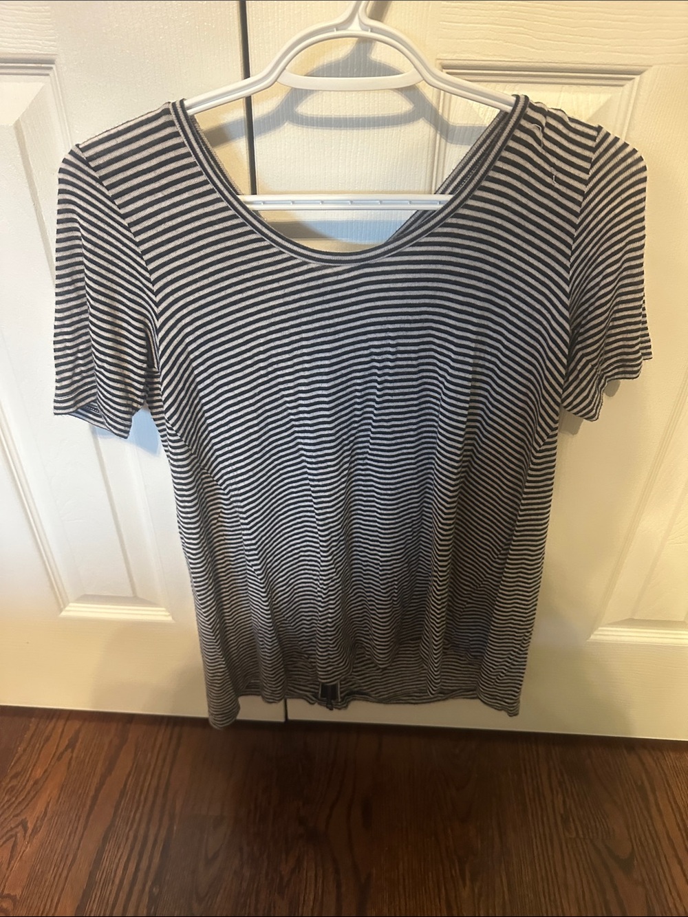 Club Monaco Navy blue  & White Striped Short-Sleeve Scoop Neck Top